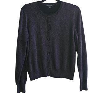Ann Taylor Women's Metallic Black & Bronze Cardigan Sweater Size Large